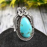 Kingman Turquoise Size US 9 925 Sterling Silver Ring (REXT35-167)