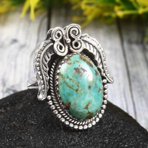 Kingman Turquoise Size US 6 925 Sterling Silver Ring (REXT35-163)