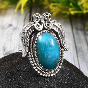 Morenci Turquoise Size US 9 925 Sterling Silver Ring (REXT35-155)