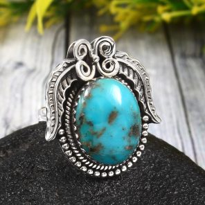 Morenci Turquoise Size US 8 925 Sterling Silver Ring (REXT35-156)