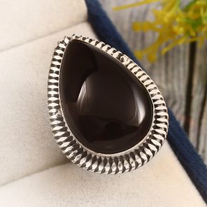Black onyx Size US 7 925 Sterling Silver Ring (REXT44-103)
