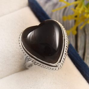Black onyx Size US 7 925 Sterling Silver Ring (REXT44-106)