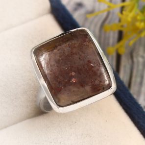 Iolite Sunstone Size US 8 925 Sterling Silver Ring (REXT44-142)