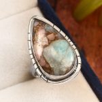 Amazonite Infused Pink Opal Size US 6 925 Sterling Silver Ring (REXT44-155)
