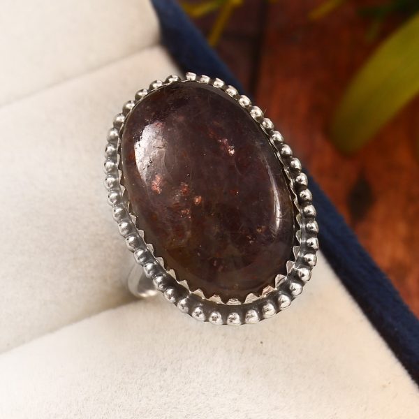 Iolite Sunstone Size US 7 925 Sterling Silver Ring (REXT44-161)
