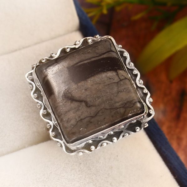 Picasso Jasper Size US 6 925 Sterling Silver Ring (REXT44-166)