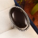 Black Onyx Size US 8 925 Sterling Silver Ring (REXT44-159)
