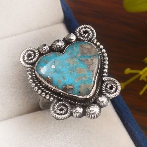 Morenci Turquoise Southwest Style Size US 10 925 Sterling Silver Ring (REXT24-13)