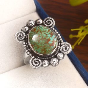 Kingman Turquoise Southwest Style Size US 10 925 Sterling Silver Ring (REXT24-15)