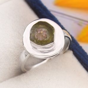 Watermelon Tourmaline Size US 5 925 Sterling Silver Ring (REXT24-47)