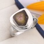 Watermelon Tourmaline Size US 10 925 Sterling Silver Ring (REXT24-65)