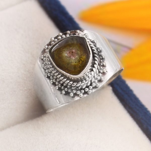 Watermelon Tourmaline Size US 6 925 Sterling Silver Ring (REXT24-18)