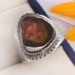 Watermelon Tourmaline Size US 10 925 Sterling Silver Ring (REXT24-39)