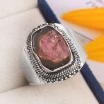Watermelon Tourmaline Size US 11 925 Sterling Silver Ring (REXT24-42)