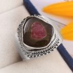 Watermelon Tourmaline Size US 10 925 Sterling Silver Ring (REXT24-40)