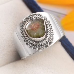 Watermelon Tourmaline Size US 8 925 Sterling Silver Ring (REXT24-28)