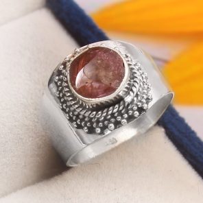 Watermelon Tourmaline Size US 6 925 Sterling Silver Ring (REXT24-20)