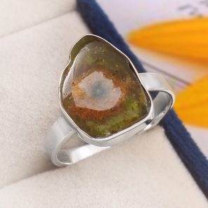 Watermelon Tourmaline Size US 11 925 Sterling Silver Ring (REXT24-93)