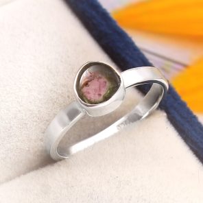 Watermelon Tourmaline Size US 6 925 Sterling Silver Ring (REXT24-75)