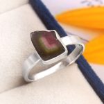 Watermelon Tourmaline Size US 9 925 Sterling Silver Ring (REXT24-86)