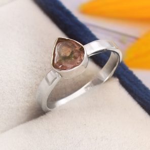 Watermelon Tourmaline Size US 5 925 Sterling Silver Ring (REXT24-71)