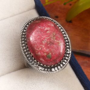 Thulite Size US 8 925 Sterling Silver Ring (REXT47-141)