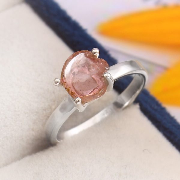 Watermelon Tourmaline Size US 6 925 Sterling Silver Ring (REXT24-102)