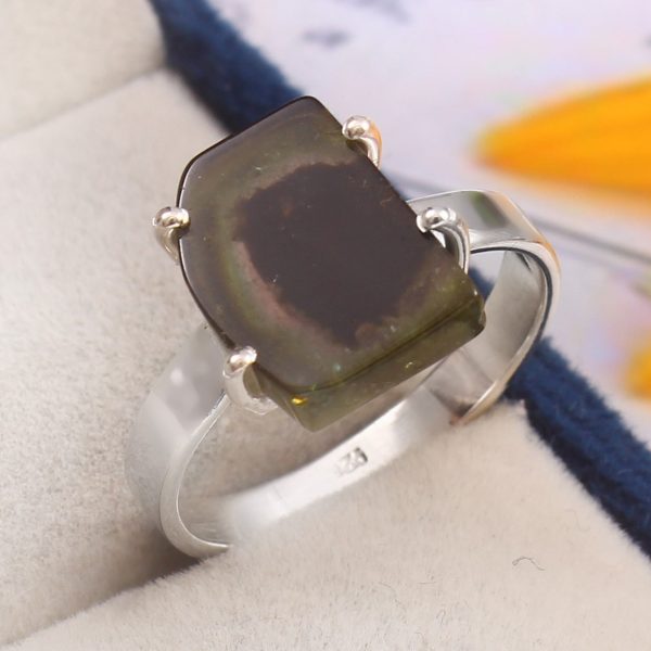 Watermelon Tourmaline Size US 10 925 Sterling Silver Ring (REXT24-130)