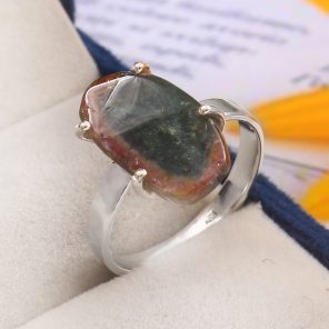 Watermelon Tourmaline Size US 11 925 Sterling Silver Ring (REXT24-137)