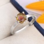 Watermelon Tourmaline Size US 9 925 Sterling Silver Ring (REXT24-124)