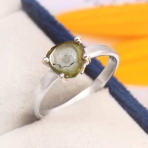 Watermelon Tourmaline Size US 8 925 Sterling Silver Ring (REXT24-118)