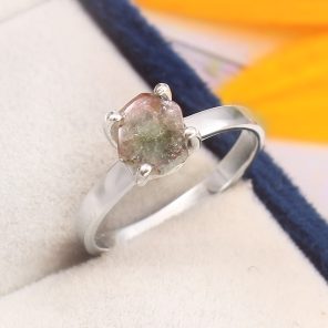 Watermelon Tourmaline Size US 7 925 Sterling Silver Ring (REXT24-110)
