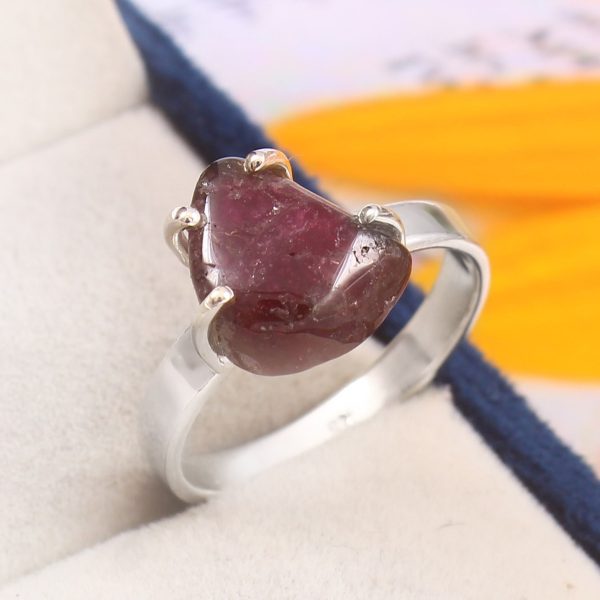Watermelon Tourmaline Size US 10 925 Sterling Silver Ring (REXT24-135)