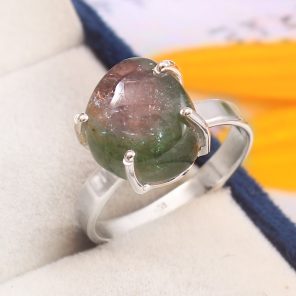 Watermelon Tourmaline Size US 10 925 Sterling Silver Ring (REXT24-133)