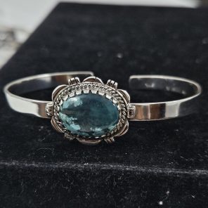 Tibetan Turquoise 925 Sterling Silver Cuff Bangle (REXT27-7)