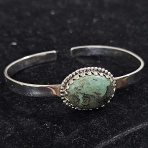 Tibetan Turquoise 925 Sterling Silver Cuff Bangle (REXT27-8)