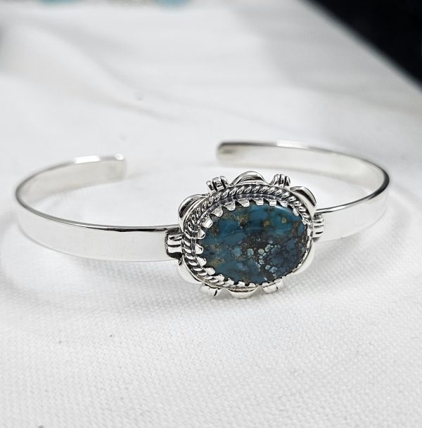 Tibetan Turquoise 925 Sterling Silver Cuff Bangle (REXT27-9)