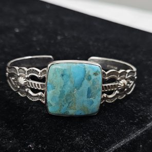 Mohave Turquoise 925 Sterling Silver Cuff Bangle (REXT27-12)
