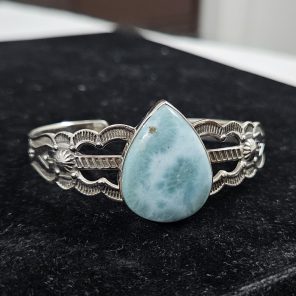 Larimar 925 Sterling Silver Cuff Bangle (REXT27-10)