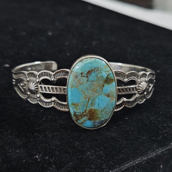 Mohave Turquoise 925 Sterling Silver Cuff Bangle (REXT27-11)