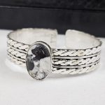 White Buffalo Turquoise 925 Sterling Silver Cuff Bangle (RS114-281)
