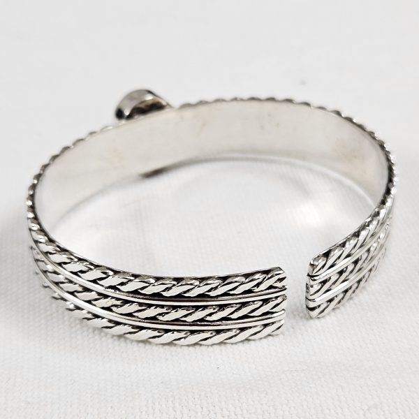 White Buffalo Turquoise 925 Sterling Silver Cuff Bangle (RS114-281) - Image 2