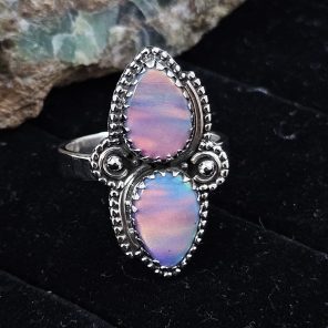 Aurora Opal Southwest Style 925 Sterling Silver Ring (REXT76-42)