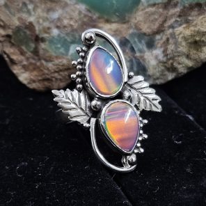 Aurora Opal Southwest Style 925 Sterling Silver Ring (REXT56-147)