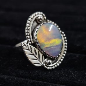 Aurora Opal Southwest Style 925 Sterling Silver Ring (REXT56-145)
