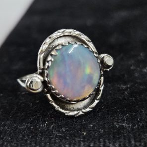Aurora Opal Southwest Style 925 Sterling Silver Ring (REXT76-43)