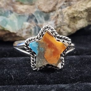 Star Spiny Oyster Turquoise 925 Sterling Silver Ring (REXT77-1)