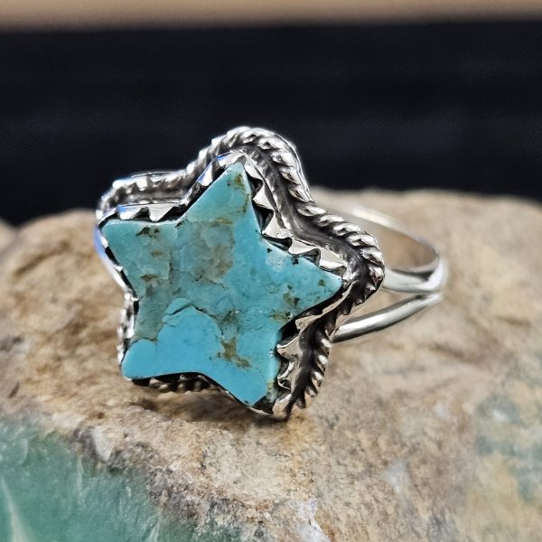 Star Mohave Turquoise 925 Sterling Silver Ring (REXT77-4) - Image 3