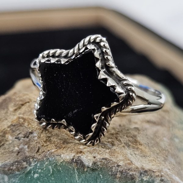 Star Black Onyx 925 Sterling Silver Ring (REXT77-5) - Image 2