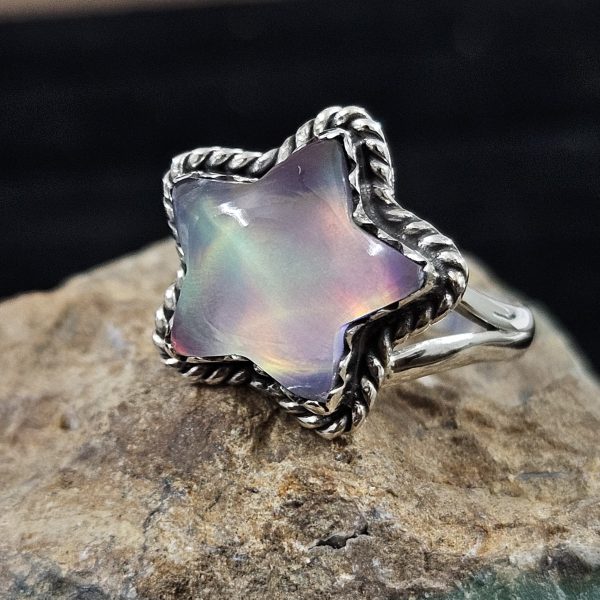 Star Aurora Opal 925 Sterling Silver Ring (REXT77-6) - Image 2